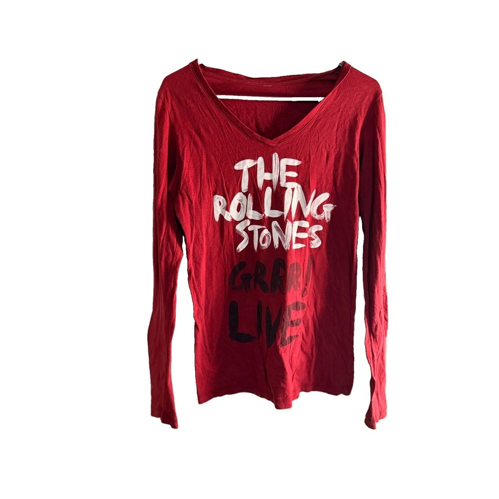 The Rolling Stones GRRR Live Long Sleeve Red Graphic Tour Shirt Medium M 19 P2P